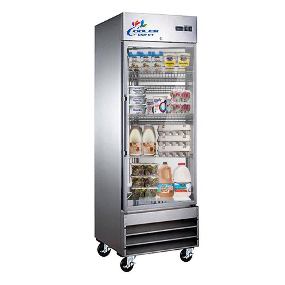 Cooler Depot 29 in. W 23 cu. ft. Single Glass Door Commercial Merchandiser Refrigerator in Stainless Steel CFD1R