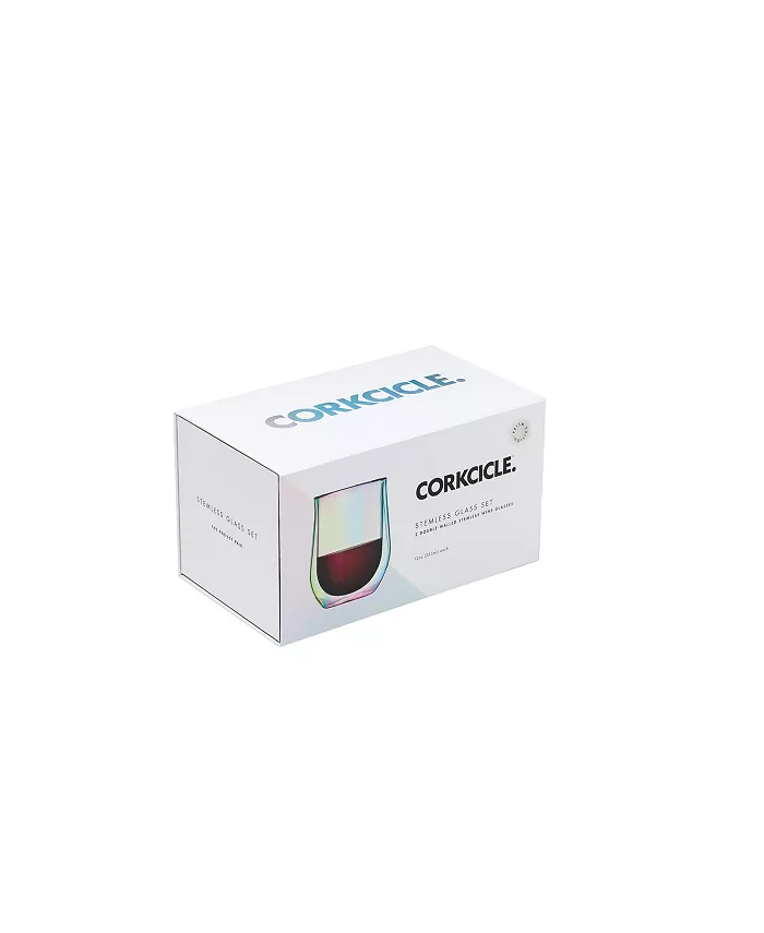 Corkcicle 7 oz Stemless Double-Walled Prism Glass Set