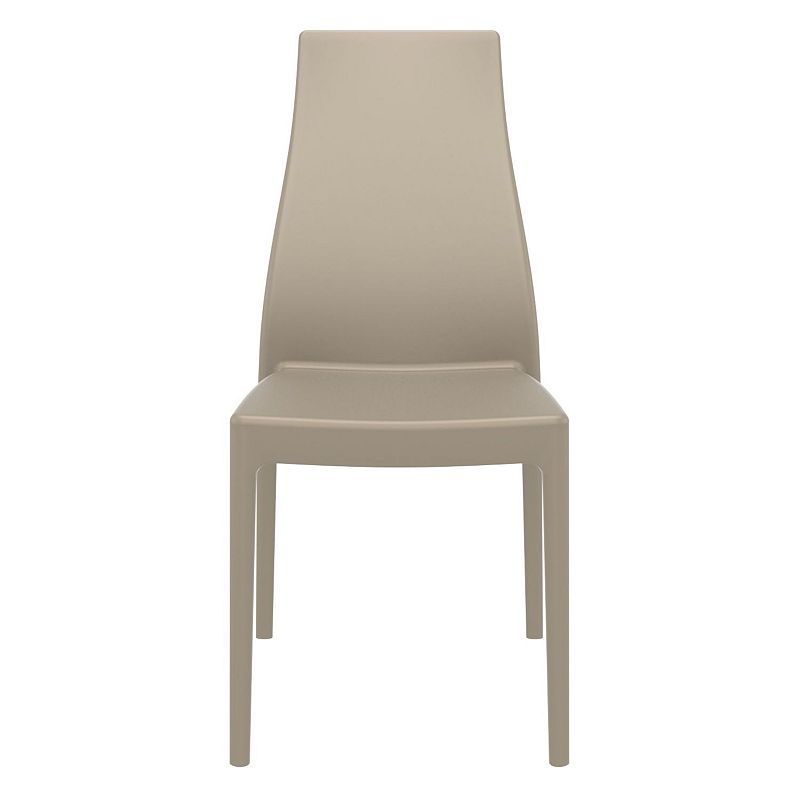 37 Taupe Outdoor Patio Solid High Back Dining Chair