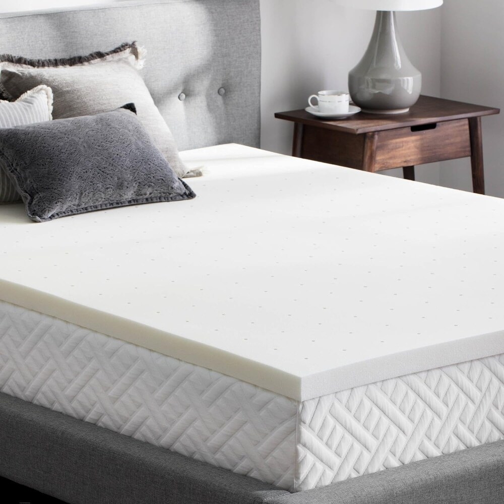 2 Inch Memory Foam Mattress Topper   Off White