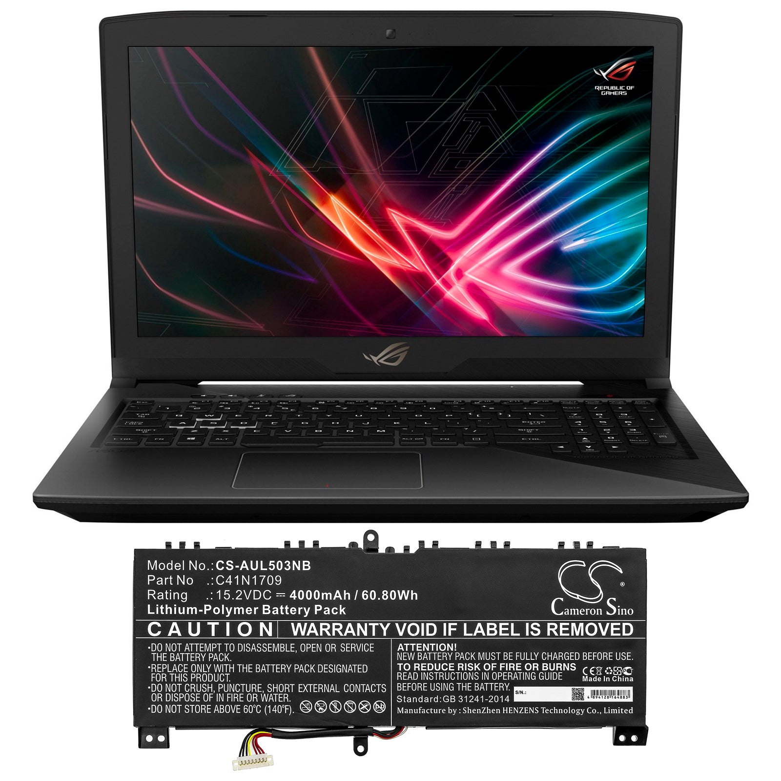 Asus GL503VS ROG Strix GL503VS0041A7700HQ ROG Str Replacement Battery BatteryClerkcom Laptop and Notebook