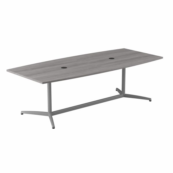 Bush Business Furniture 96W x 42D Boat Shaped Conference Table with Metal Base in Platinum Gray