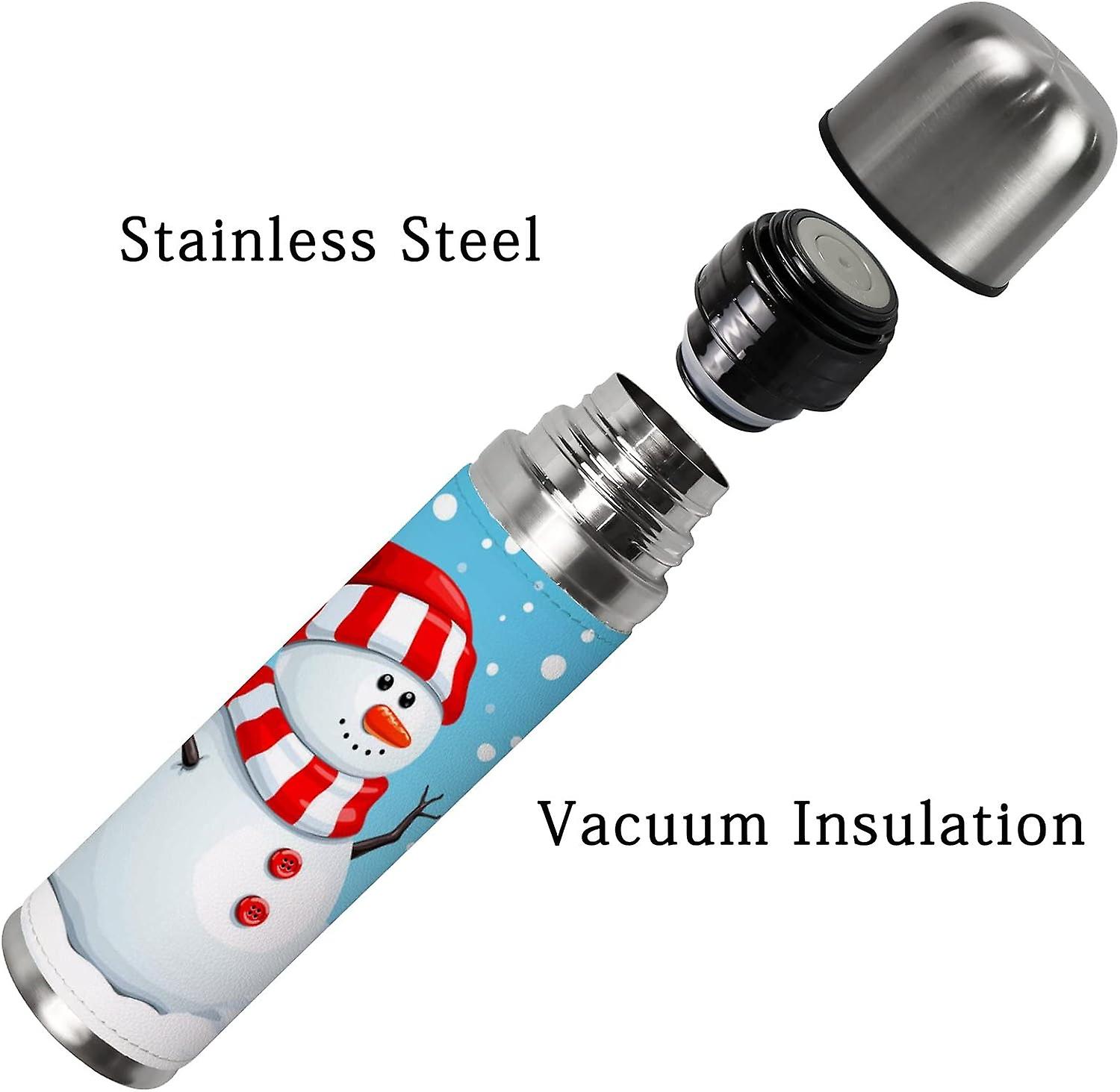 Insulated Mug Stainless Steel Water Bottle Christmas Snowman Vacuum Cup Travel Mug For Travel School Office