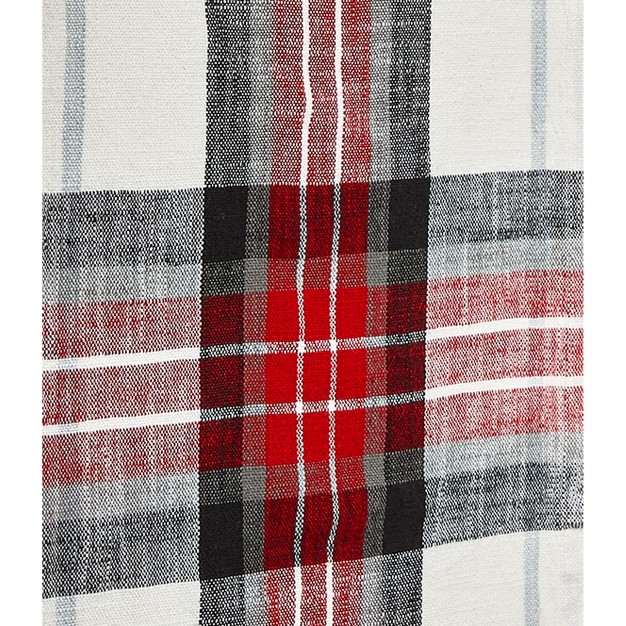 Tagltd Lodge Red Black And White Plaid Woven Cotton Machine Washable Table Runner 72 0 In