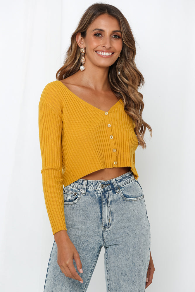 Heartbreak Motel Knit Crop Mustard