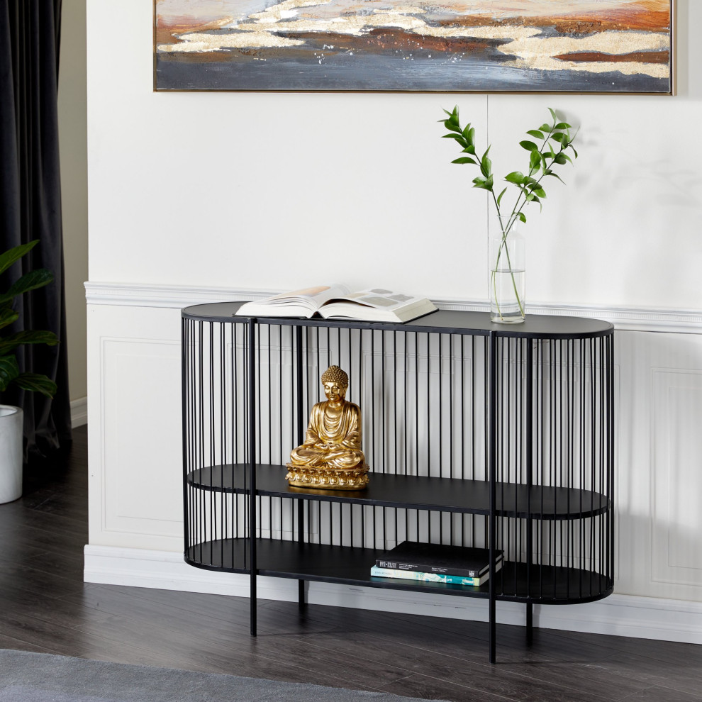 Contemporary Console Table  Minimalist Design With Wire Look Body  amp3 Tiers   Industrial   Console Tables   by Decor Love  Houzz