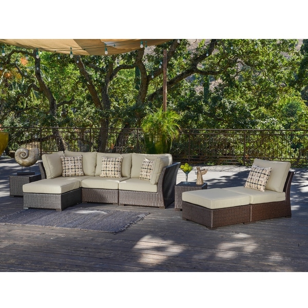 Corvus Oreanne 8piece Brown Wicker Sectional Patio Furniture Set