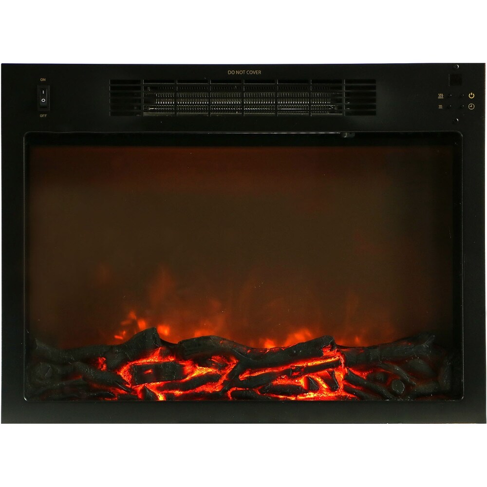 Hanover Glenwood 59 In. Electric Fireplace in Cherry with Entertainment Stand and Charred Log Display