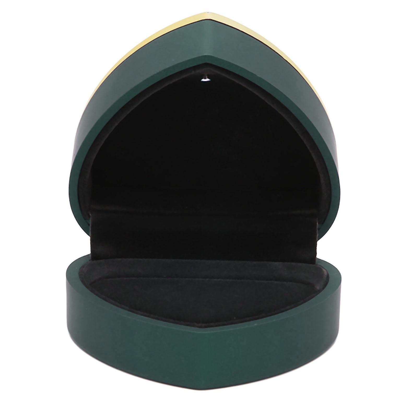 Rings Gift Box Soft Flocking Heat Shaped Lighting Portable Jewelry Storage Case For Anniversary Engagementblack Green