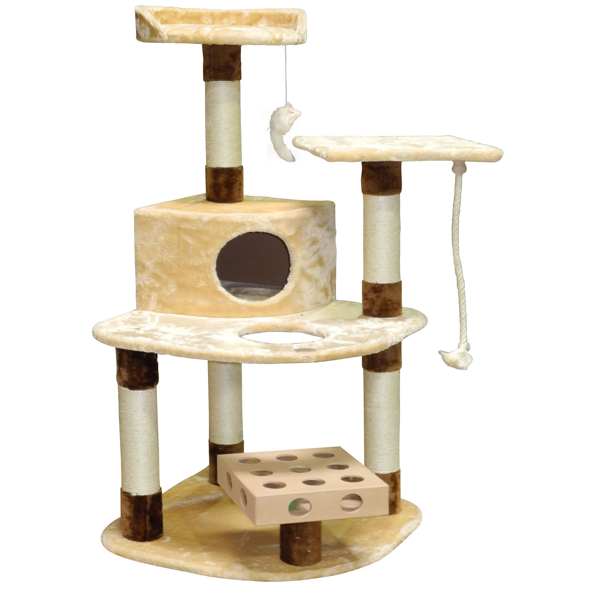 Go Pet Club IQ Busy Box Cat Tree Condo with Sisal Covered Scratching Posts SF056， 48