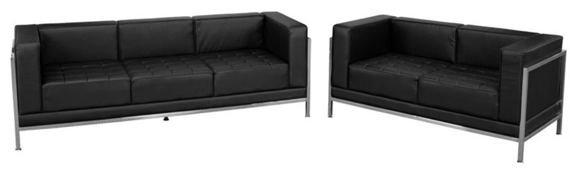 Flash Furniture Hercules Imagination Leather Sofa and Loveseat Set in Black   Contemporary   Living Room Furniture Sets   by GwG Outlet  Houzz