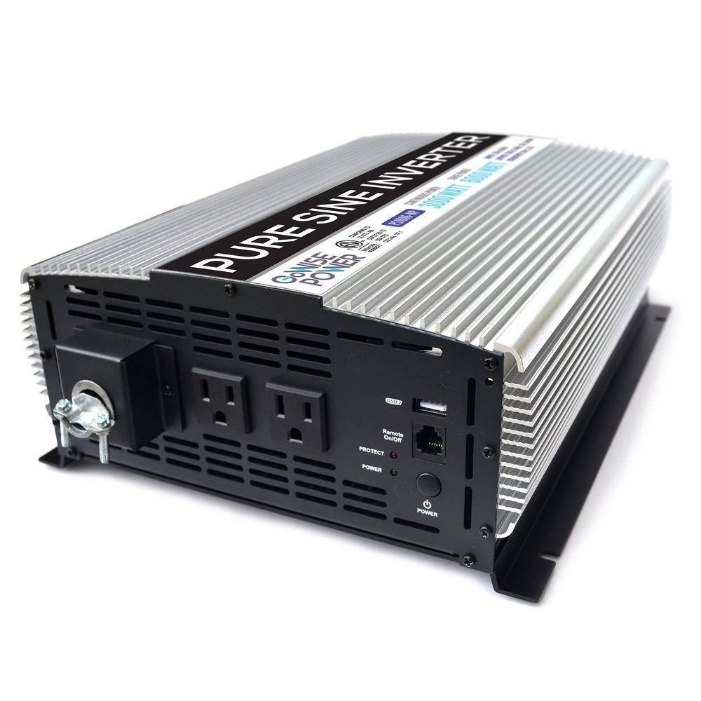 GoWISE USA 3000-Watt Continuous6000-Watt Peak Pure Sine Wave Inverter with AC Hardwire Terminal Block PS1006