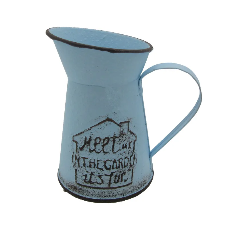 Blue series decorative metal watering can jug  with handle decor home garden vase