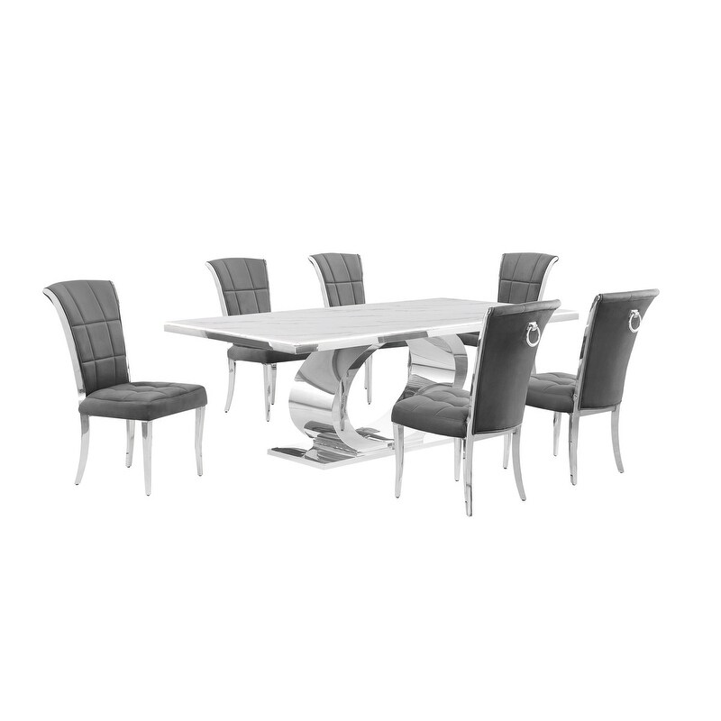 Best Quality Furniture D432/3 SC320 7 Dining Set with 87\