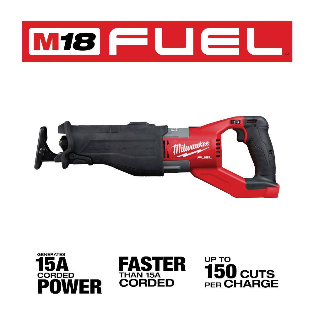 MW M18 FUEL 18V Lithium-Ion Brushless Cordless Super SAWZALL Orbital Reciprocating Saw  High Output 12.0Ah Battery 2722-20-48-11-1812