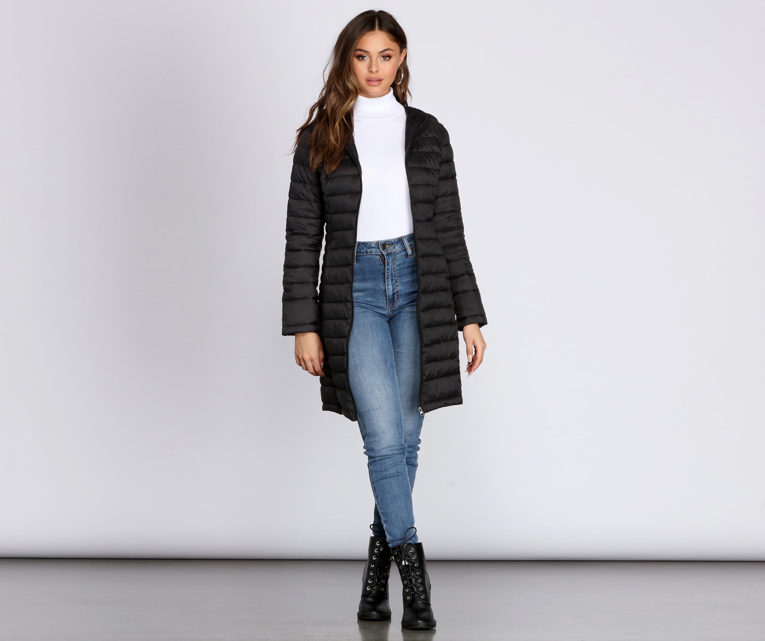 Long Puffer Hooded Jacket