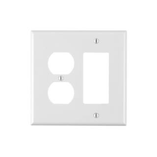 Leviton White 2-Gang 1-DecoratorRocker1-Duplex Wall Plate (1-Pack) R52-PJ826-00W