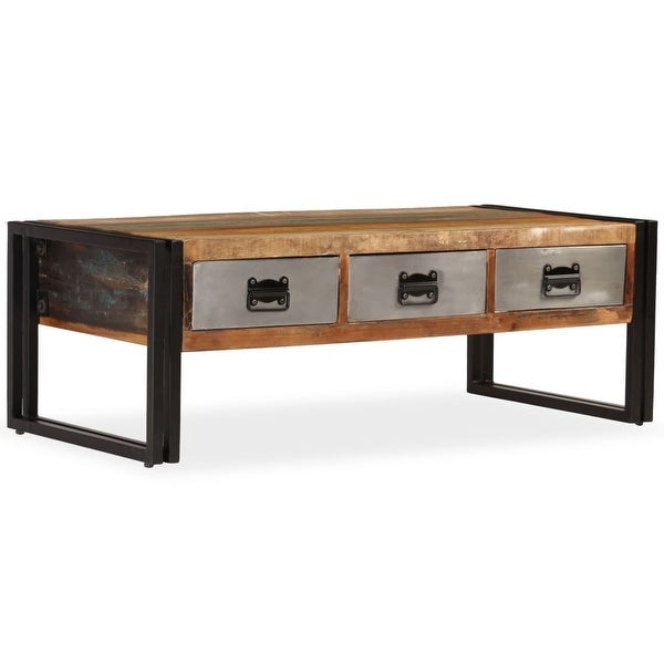 vidaXL Coffee Table with 3 Drawers Solid Reclaimed Wood 39.4