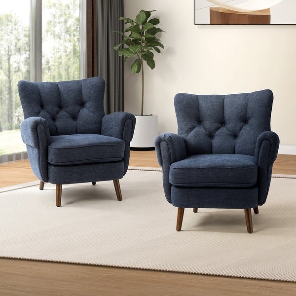 Gira Comfy Living Room Club Chair Set Of 2 with Solid Wood Legs by HULALA HOME