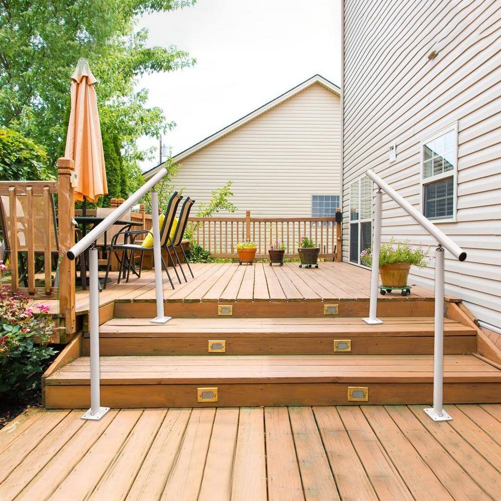 VEVOR 3 ft. Aluminum Handrail Fits 2 Steps or 3 Steps Flexible Handrails for Outdoor Deck White LZLTFS3YCYGBSDLZ1V0