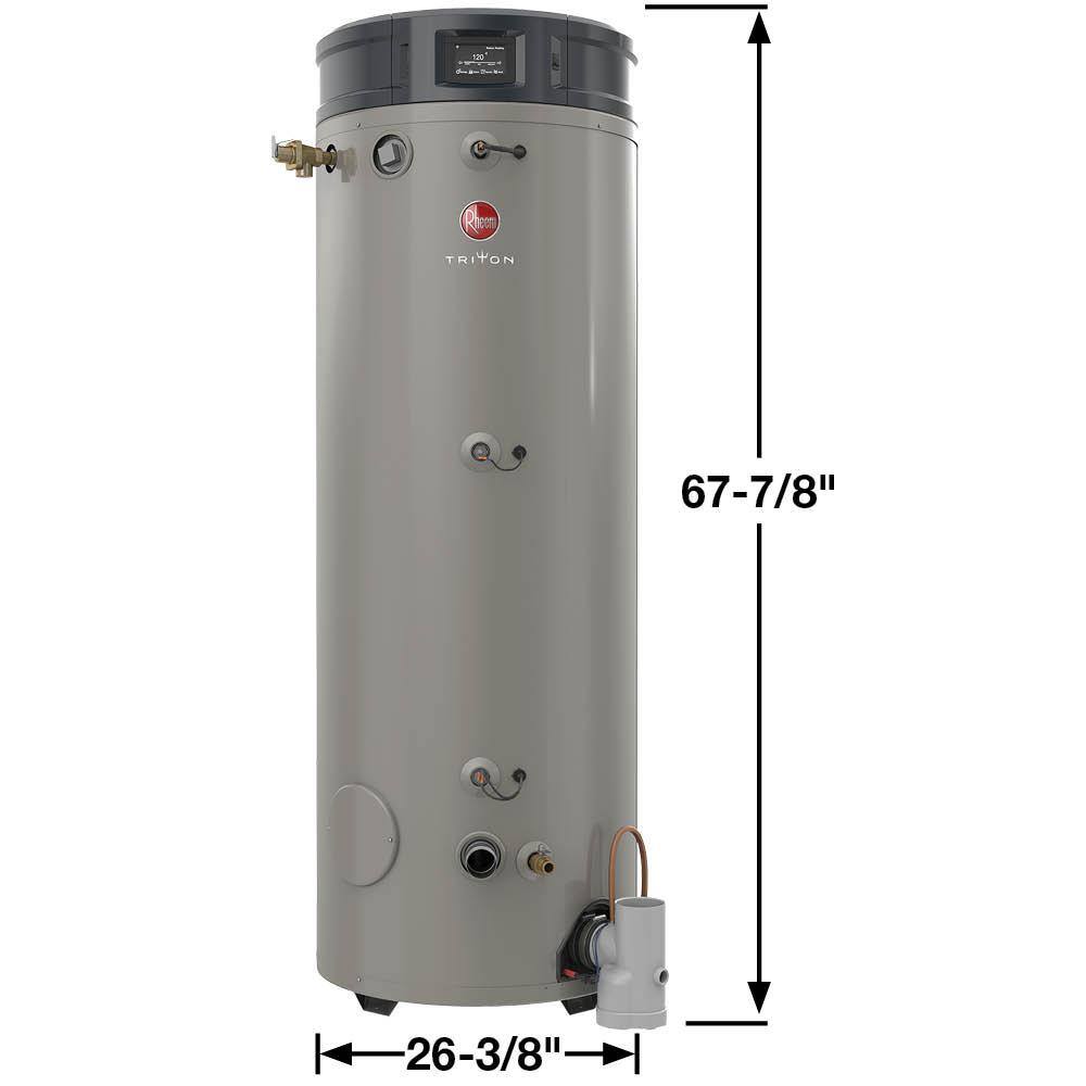 Rheem Commercial Triton Heavy Duty High Efficiency 80 Gal. 200K BTU ULN Natural Gas Power Direct Vent Tank Water Heater GHE80SU-200