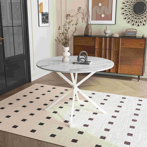 42.13'' Modern Cross Leg Round Dining Table