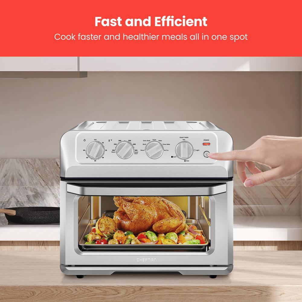 Chefman Air Fryer Toaster Oven XL 20 L Healthy Cooking  User Friendly Countertop Convection Bake  Broil 7 Cooking Functions RJ50-SS-M20