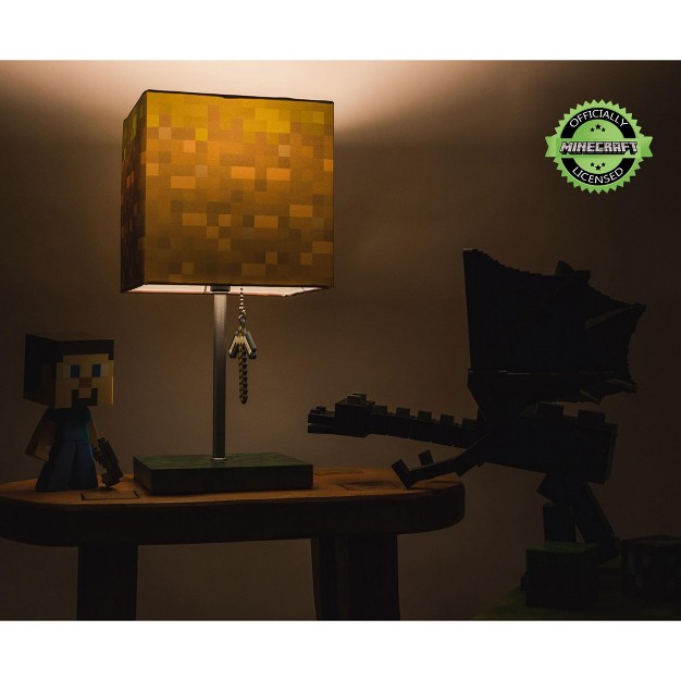 Ukonic Minecraft Grass Block Desk Lamp With Pickaxe 3d Puller 14 Inches Tall