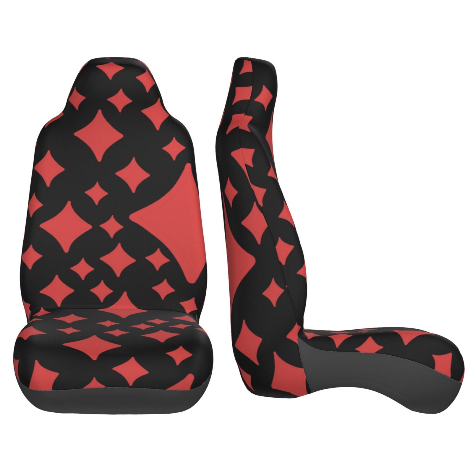 TEQUAN Front Seat Covers， Poker Pink Diamonds Pattern 2 Piece Car Seat Cover Fit Most Car SUV Truck Van