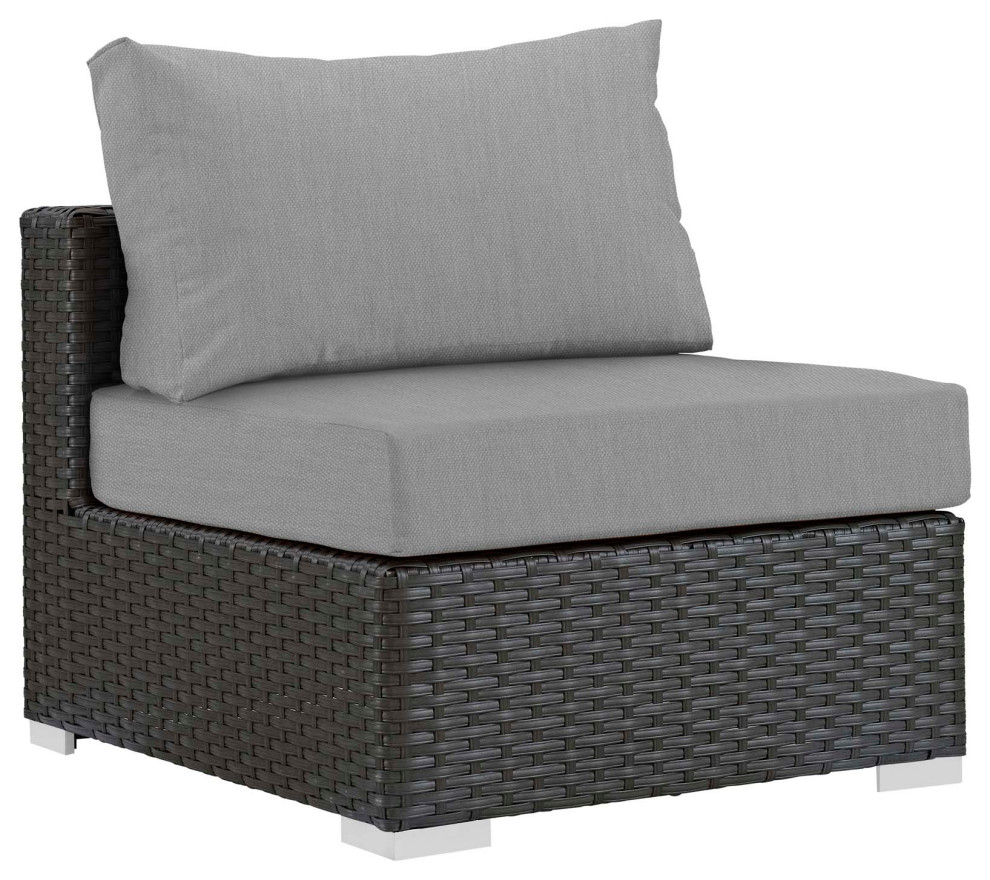 Sojourn 5 Piece Outdoor Wicker Rattan Sunbrella Sectional Set   Traditional   Sectional Sofas   by Homesquare  Houzz