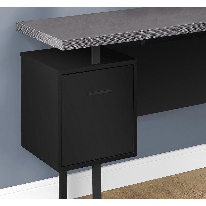 71 Black and Gray Contemporary L-Shaped Computer Desk