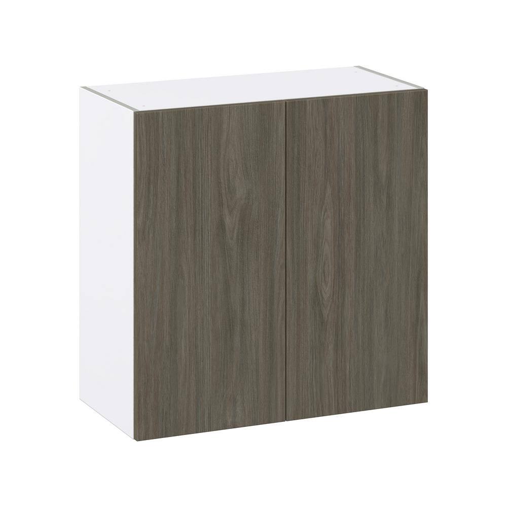 J COLLECTION Medora textured 30 in. W x 30 in. H x 14 in. D in Slab Walnut Assembled Wall Kitchen Cabinet with Full High Door DSW3030-MD