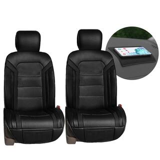 FH Group Futuristic Leather 47 in. x 23 in. x 1 in. Seat Cushions - Front Set DMPU208102BLACK