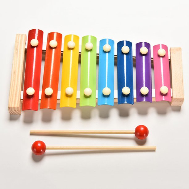 Wooden Xylophone Children's Musical Instruments Toy，Wooden 8 Keys Hand Knock with Mallets Preschool Educational Toys，Great Gift for Kids Girls and Boys Toddlers Ages 3+