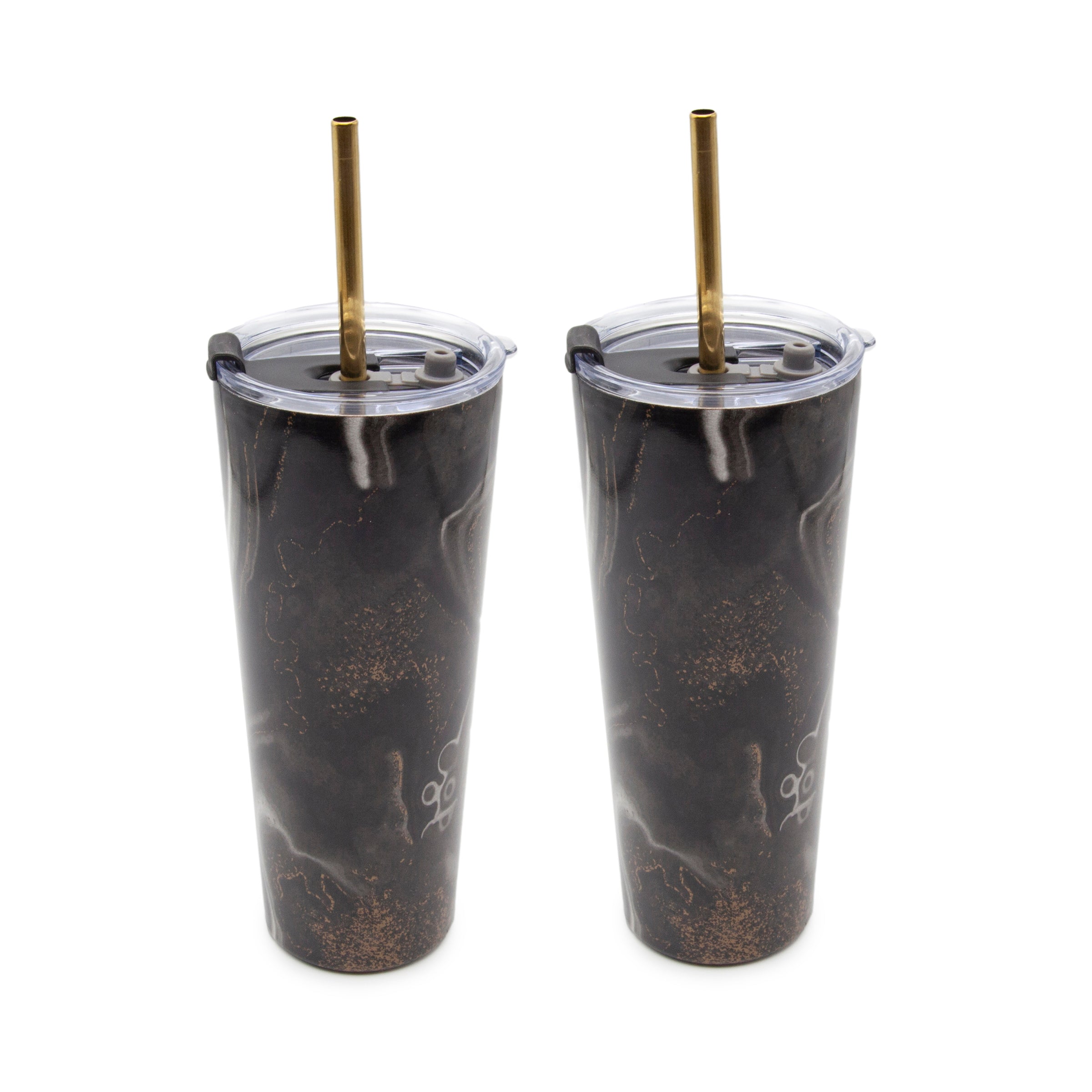 24 Oz Black Geo Insulated Tumblers, Set Of 2