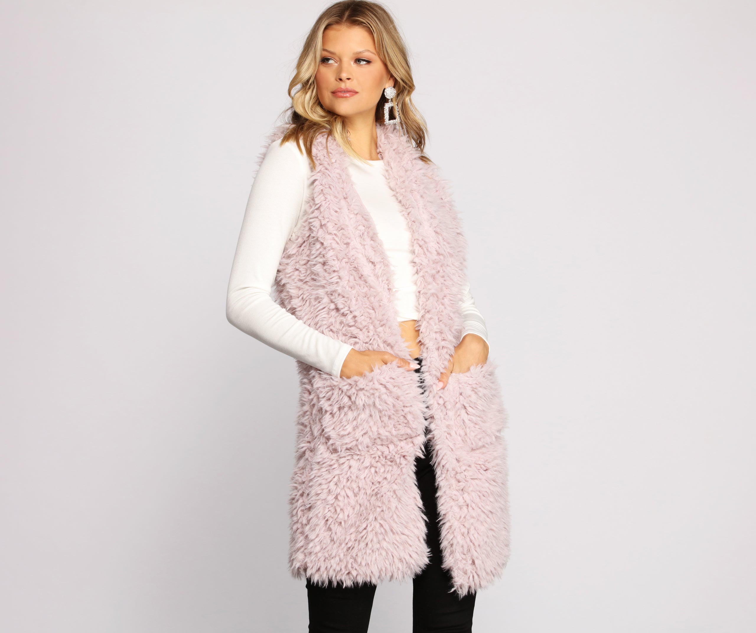 Major Fashionista Long-Line Faux Fur Vest