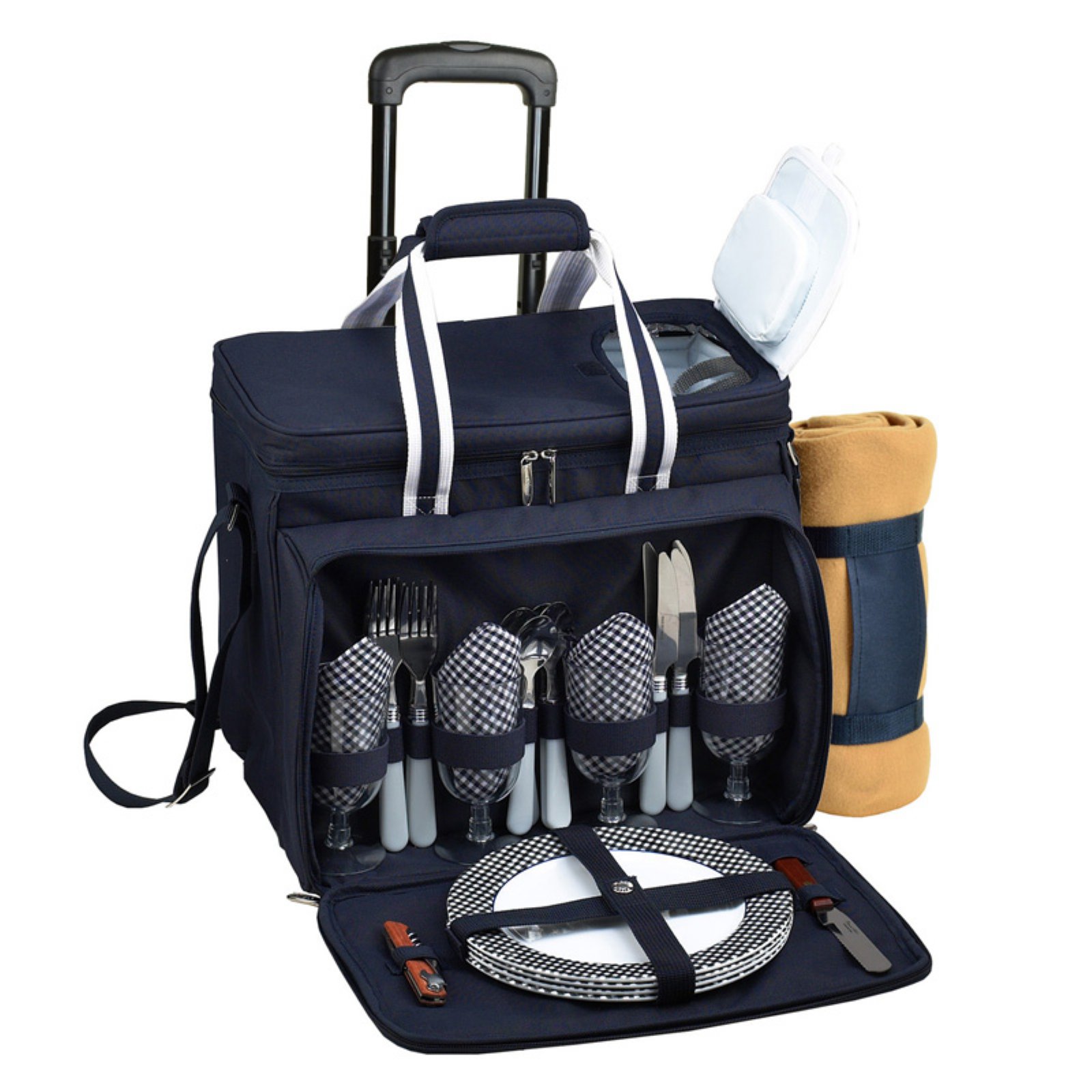 Picnic at Ascot 4 Person Equipped Picnic Cooler on Wheels with Blanket