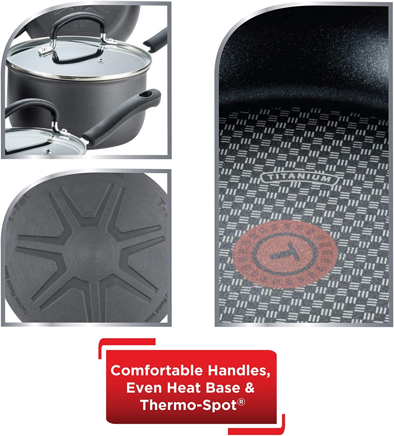 T-fal Ultimate Hard Anodized Nonstick 8-Inch， 10.25-Inch and 12-Inch Fry Pan Cookware Set