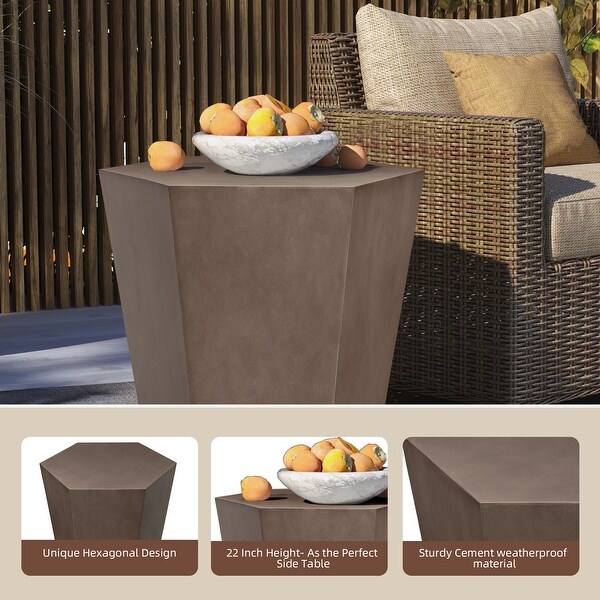 UPHA Outdoor 24inch Concrete Accent Side Table，Coffee Table