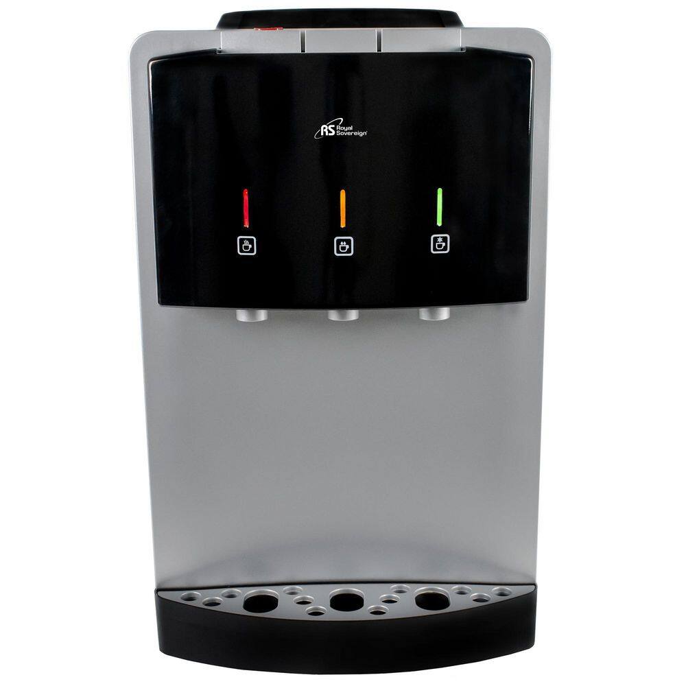 ROYAL SOVEREIGN RWD-300B Premium Tri-Temperature Countertop Water Dispenser in Silver and Black