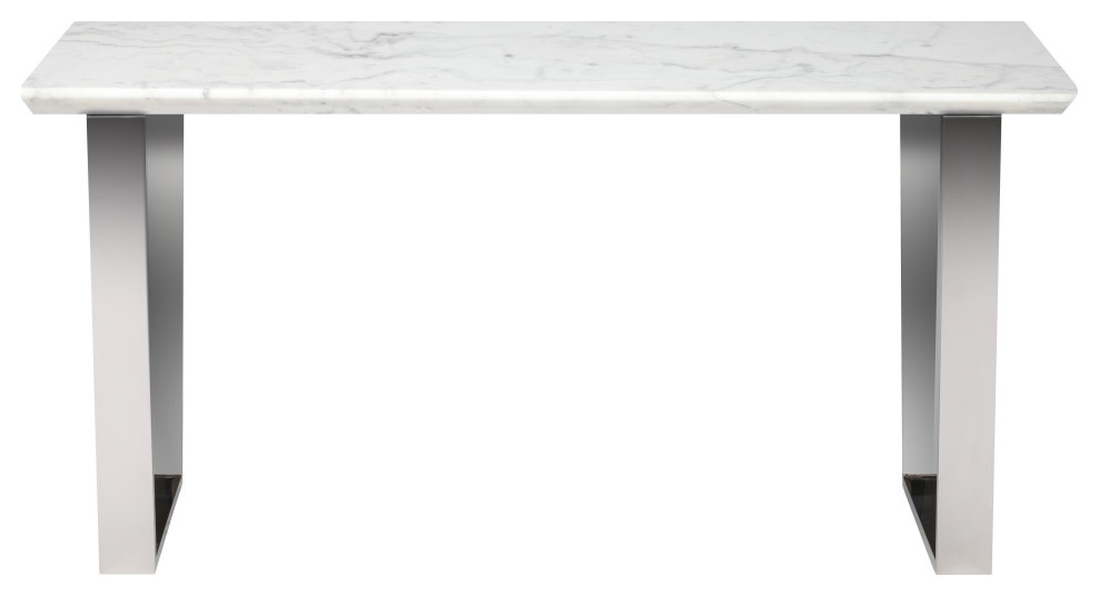 Giacomo Console Table white marble top polished stainless   Contemporary   Console Tables   by Virgil Stanis Design  Houzz