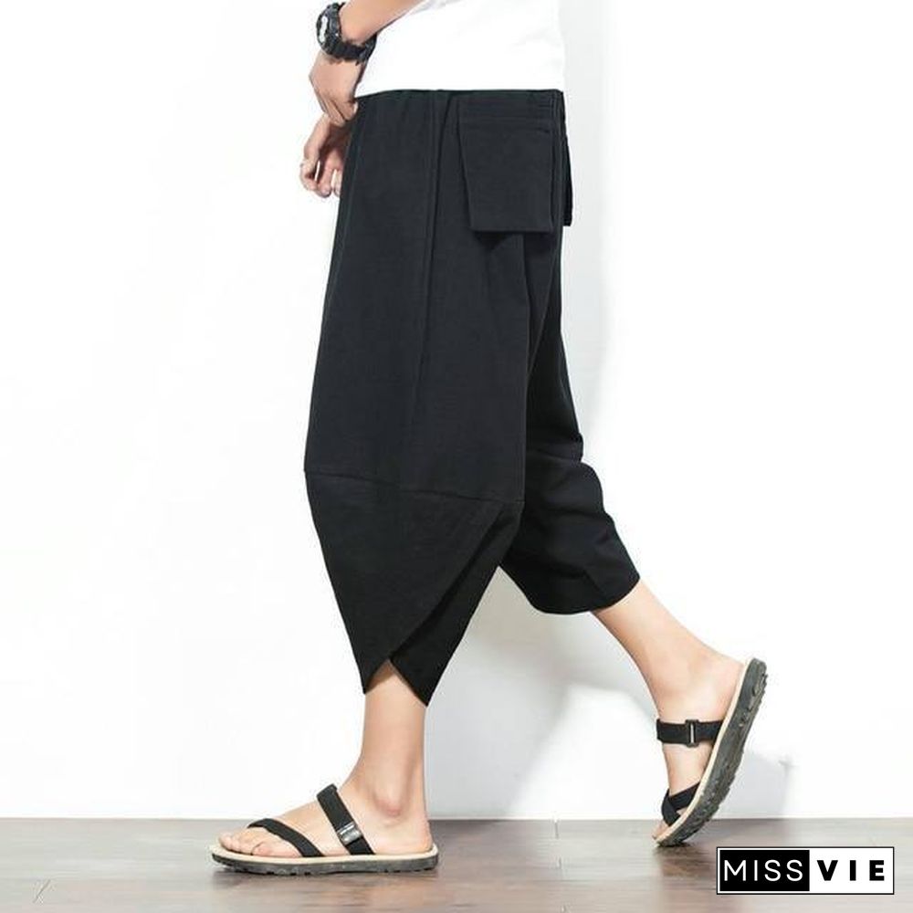 Baggy Cotton Harem Pants Men Summer Japanese Vintage Striped Men Women Hip Hop Plus Size Wide Leg Pants Pantalon