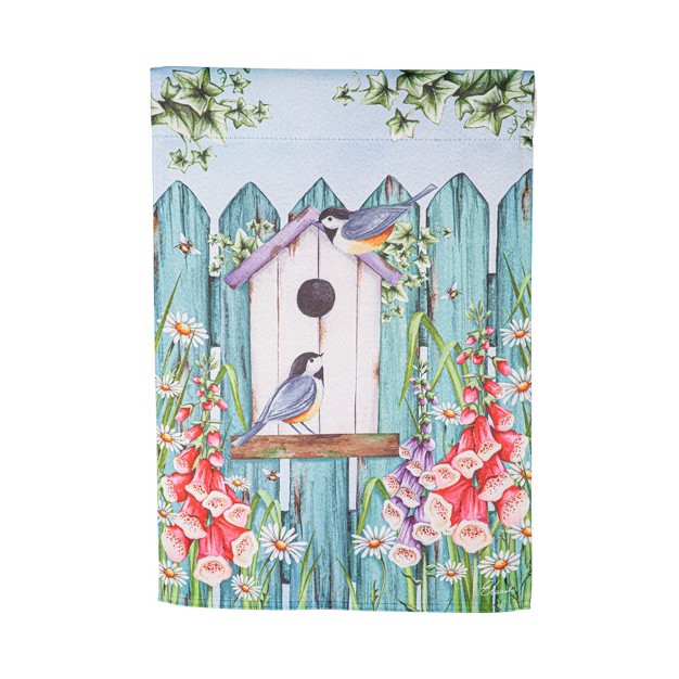 Bird House Suede Garden Flag