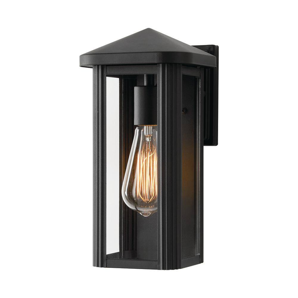 Hampton Bay Granby 1-Light Black Outdoor Wall Light Fixture with Clear Glass (2-Pack) 51130T BK