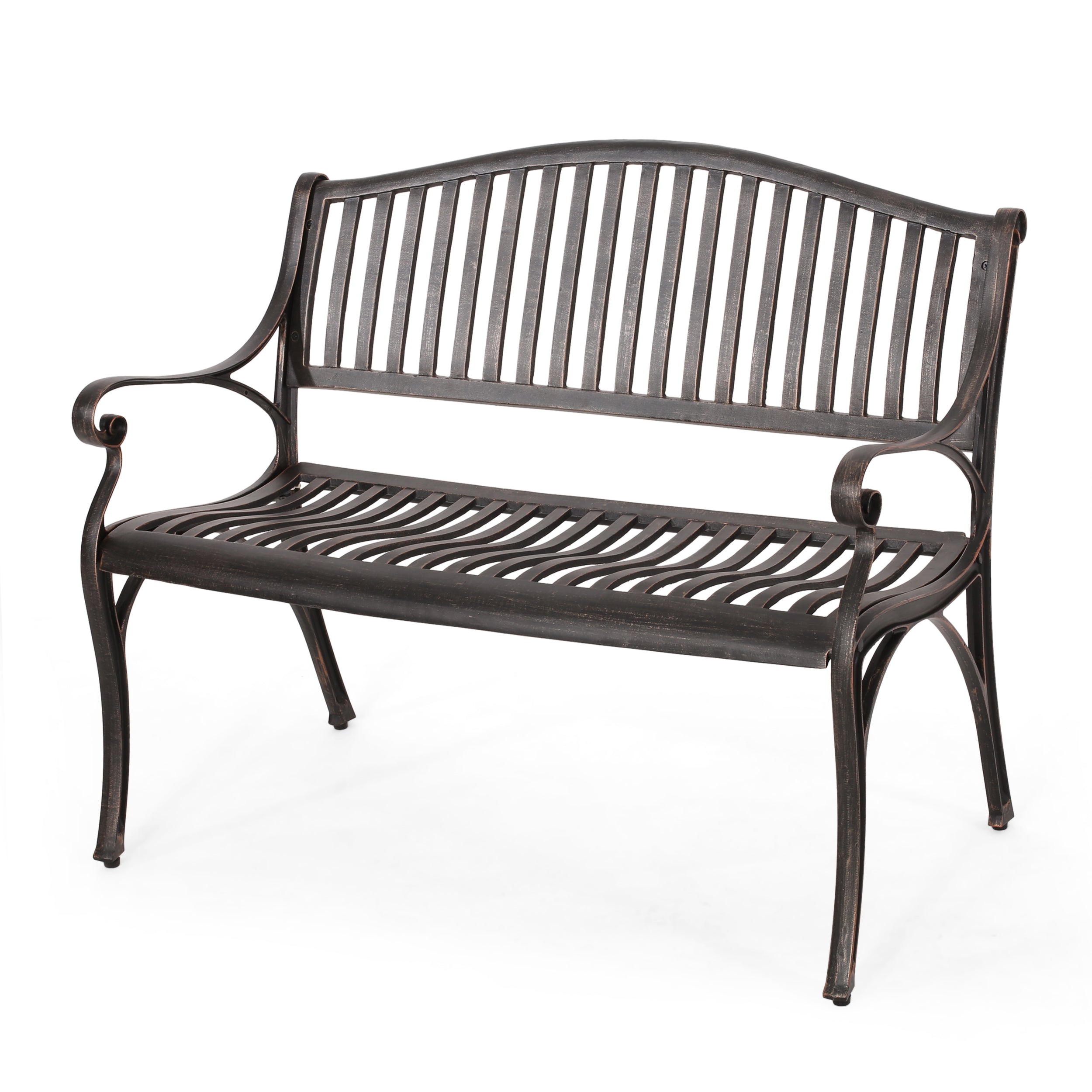 Stassi Outdoor Traditional Cast Aluminum Bench