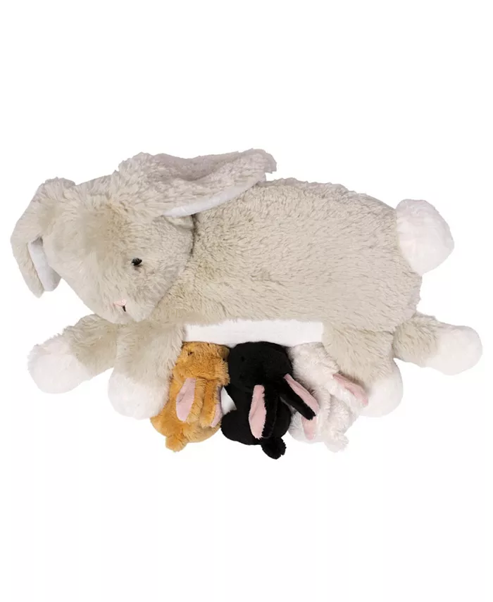 Manhattan Toy Company Nursing Nola Nurturing Rabbit Stuffed Animal with Plush Baby Bunnies