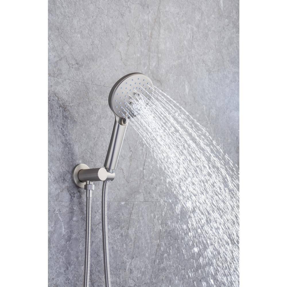 Mondawe Mondawell Round Single-Handle 3-Spray 10 in. Wall Mount Rain Dual Shower Heads with Handheld Spout  Valve in Nickel MA-D96203BN