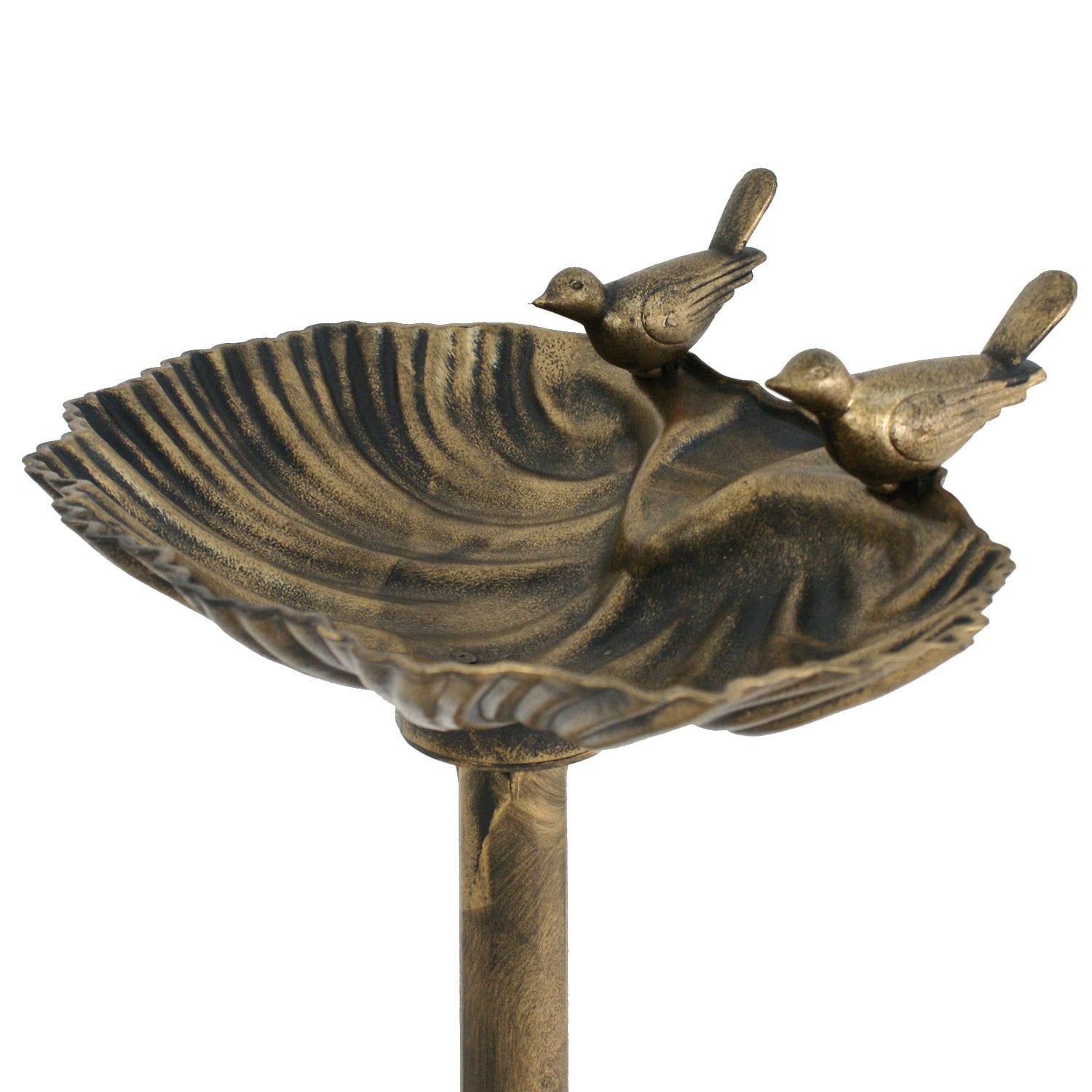 ZENSTYLE Outdoor Patio Brass Bird Bath with Two little Emulational Sparrows - Durable Weather Resistant, 32" Height(Set of Two)