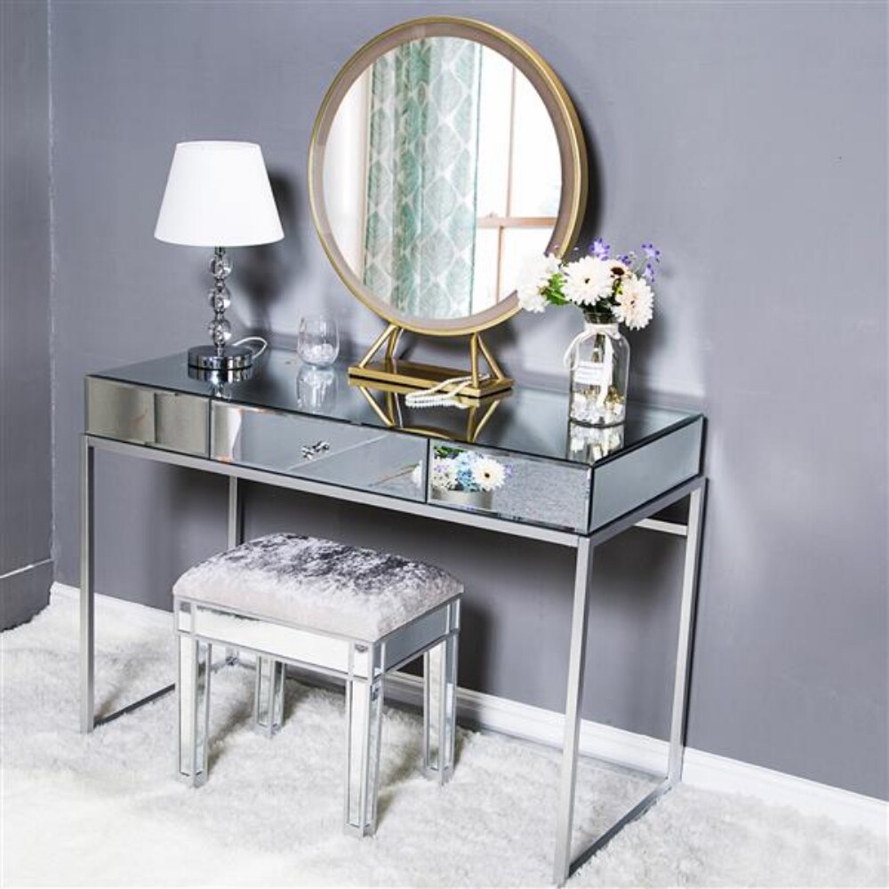 One Drawer Modern Mirrored Glass   (42.13 x 19.29 x 29.92)\