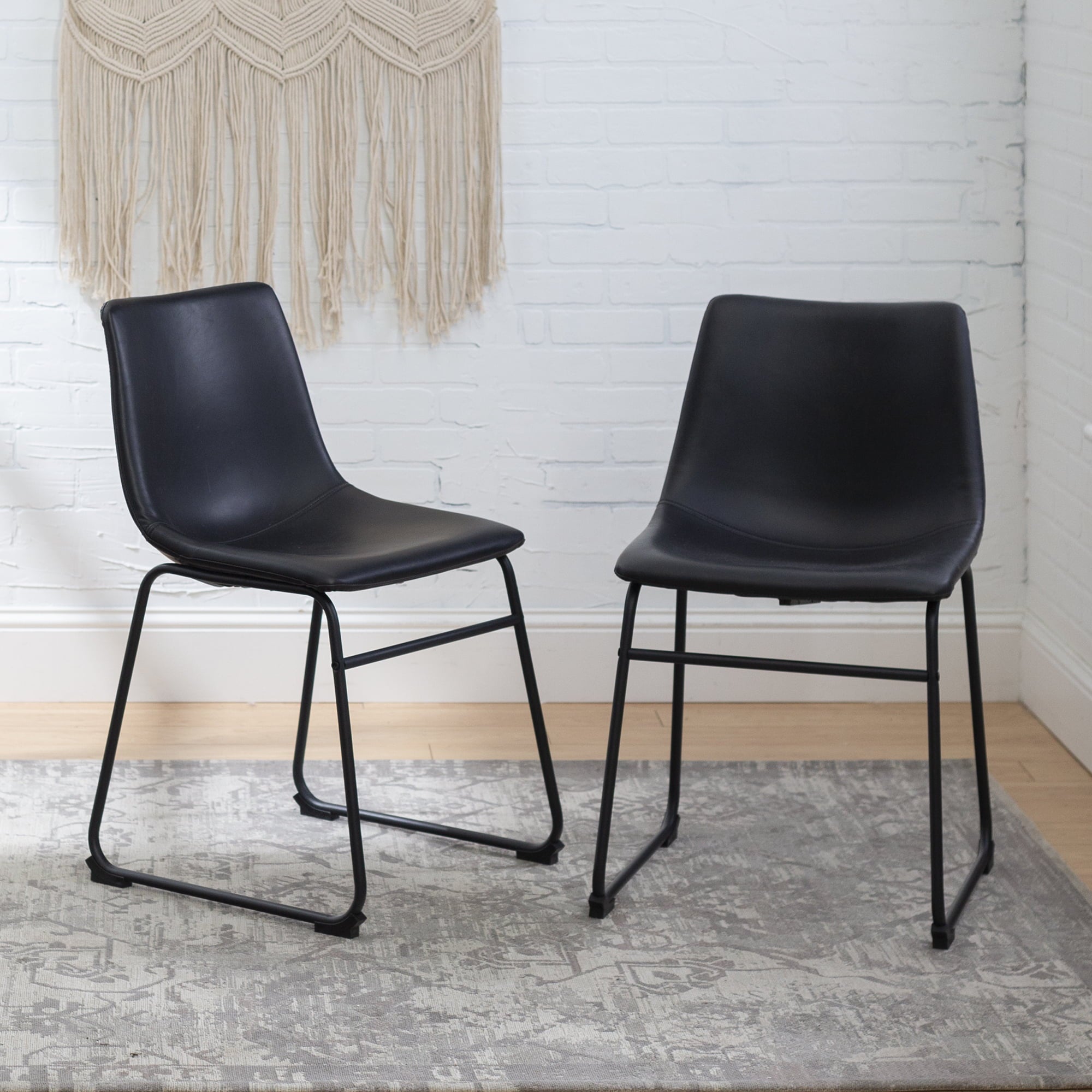 River Street Designs Worthington Faux Leather Dining Chair， Set of 2， Black